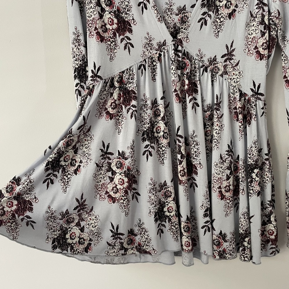Free People Speak Easy Babydoll Floral Top Sz M Bell Sleeve Boho Cottage Western - Picture 6 of 13